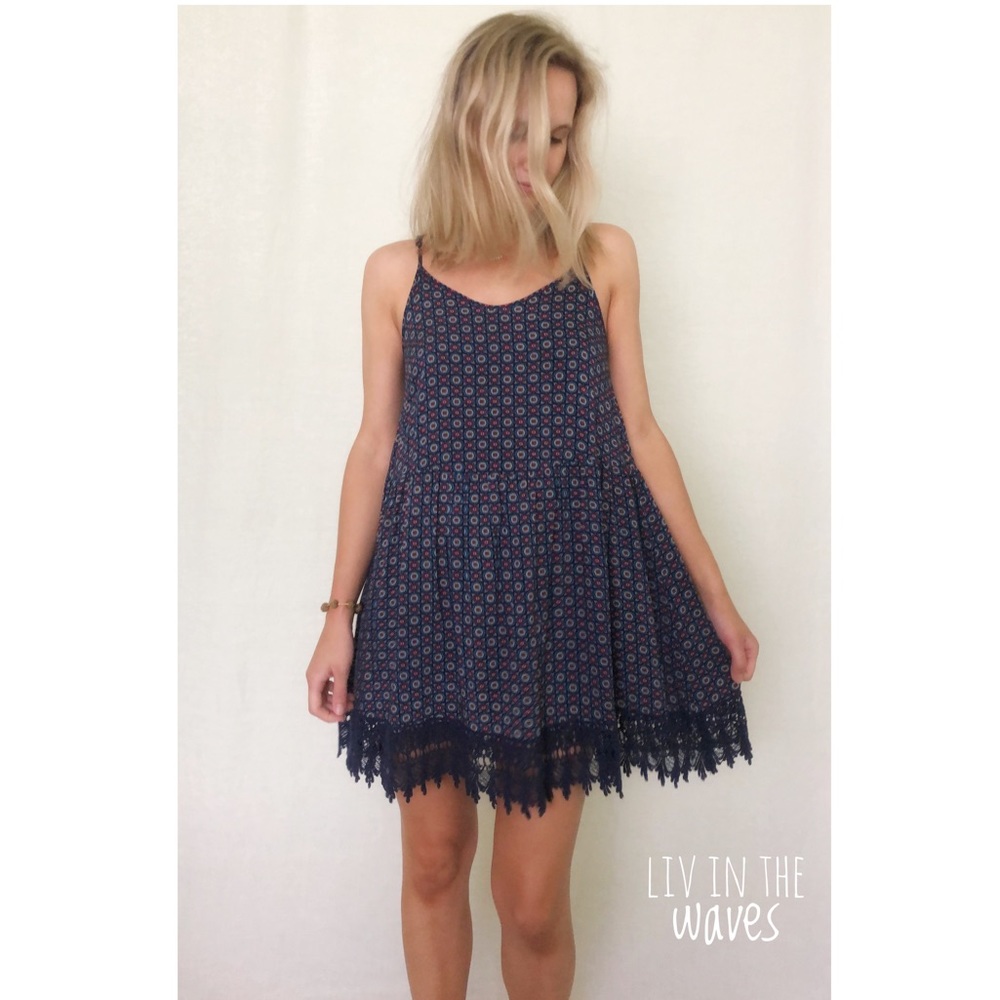 UO | cute navy lace printed dress by love sadie